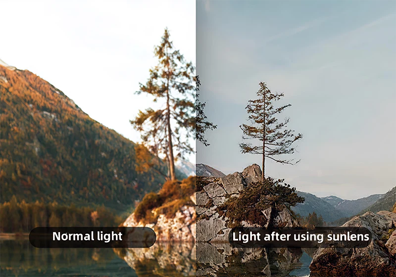 Sunlens Effect Comparison – Normal Light vs Polarized Clarity